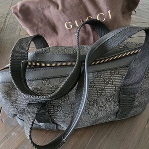 Gucci Black and Gray Monogram Bag